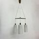 Mid-century design pendant lamp teak and opaline glass , 1970s