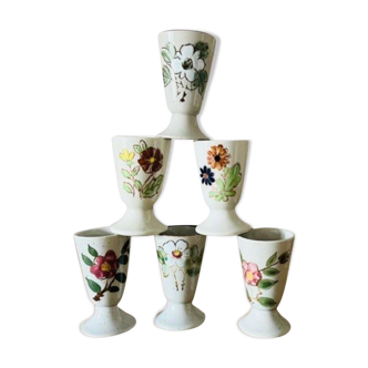 Lot 6 mazagrans neige motifs fleurs vintage