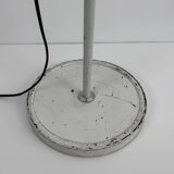 Vintage adjustable floor lamp, matte white lacquered metal and chrome, France 1970.