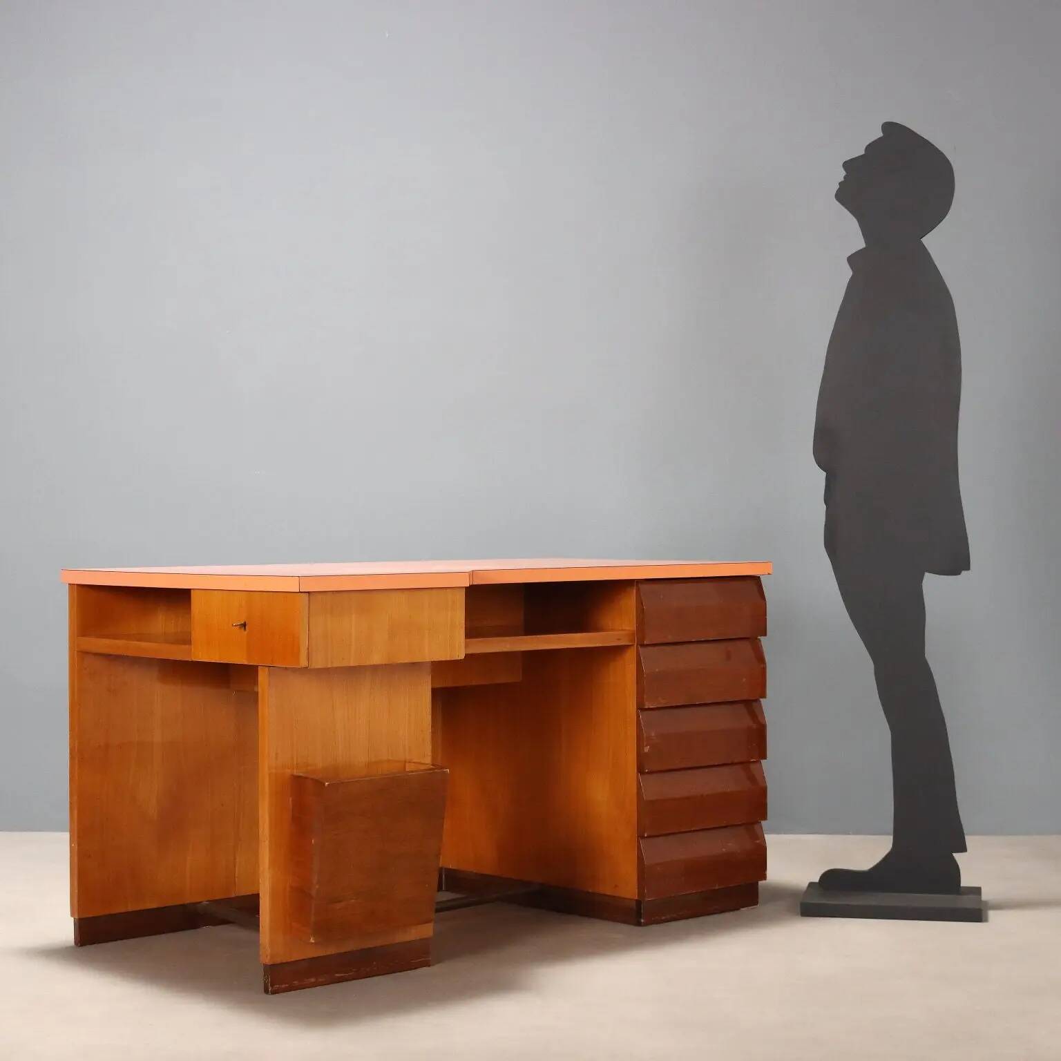 Vintage laminated desk with drawers, Italian design 1960s