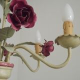 Lustre en métal à décor floral, France