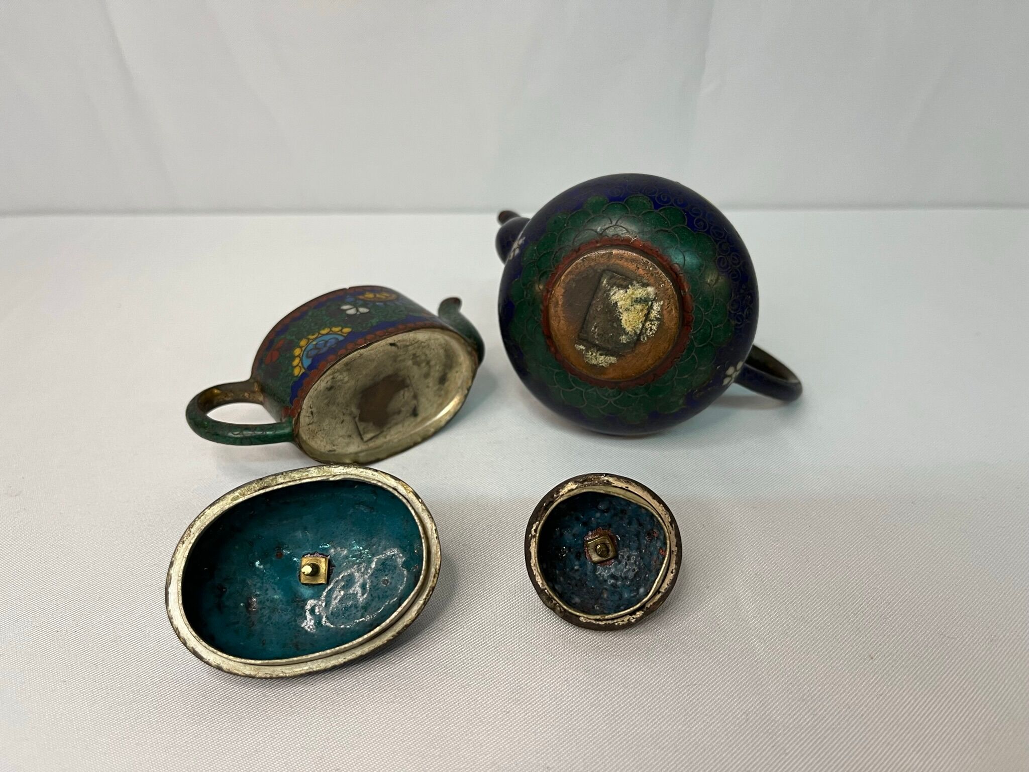 Cloisonné bronze jugs, early 20th century, China