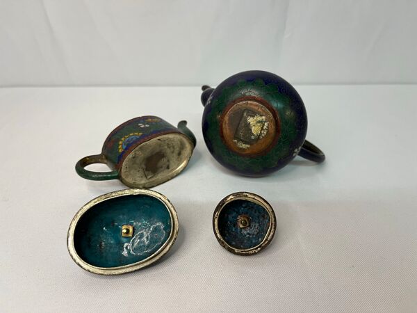 Verseuses bronze cloisonné début XXème, Chine