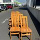 8 brutalist pine chairs, 1970s