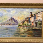 Original Swedish Oil on Canvas – “City and the Lake” by Eric Johan – Vintage & Framed