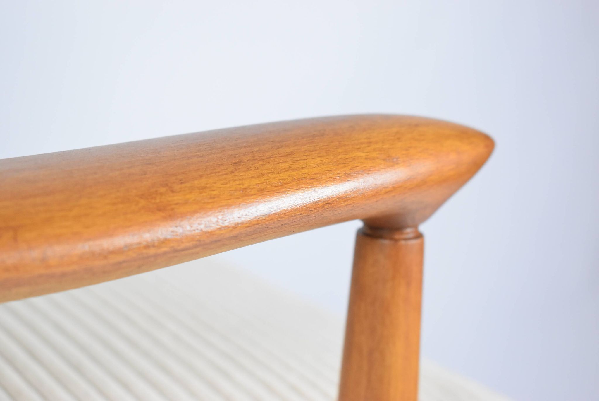 Restored scandinavian armchair "Kedzior", 1960s, cream Cord, teak