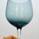 6 Large Wine or Water Balloon Glasses in Petrol Blue Color Blown Glass