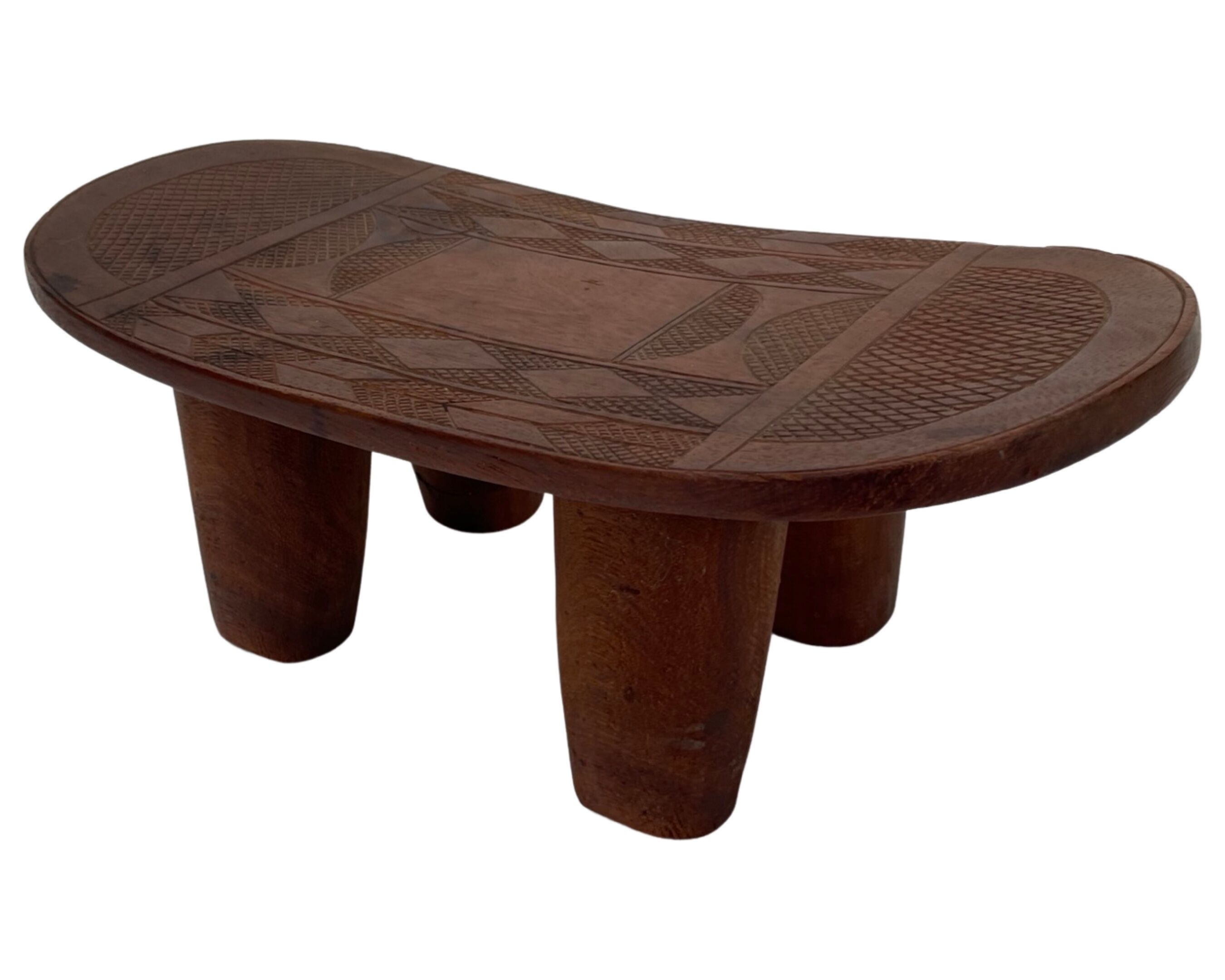 Vintage African hand-carved wooden Senufo stool bench design