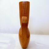 Scandinavian vintage carved teak vase, 1960