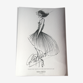 Fashion illustration and original vintage press photography