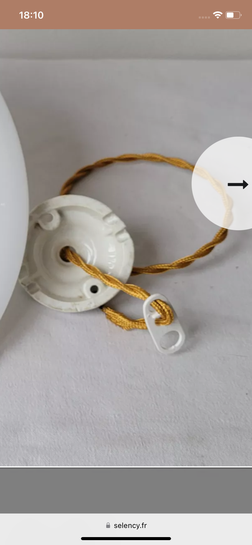 Pink glass suspension, fabric cable, ceramic ceiling lamp