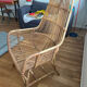 Fauteuil rotin vintage haut dossier années 70