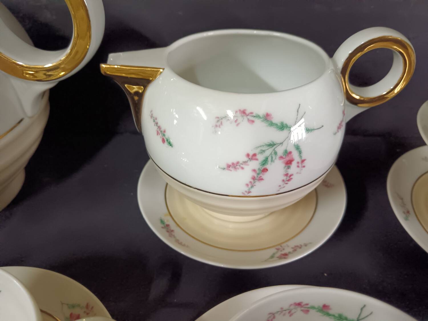 Porcelain coffee service from Limoges, Charles Ahrenfeldt manufacture.