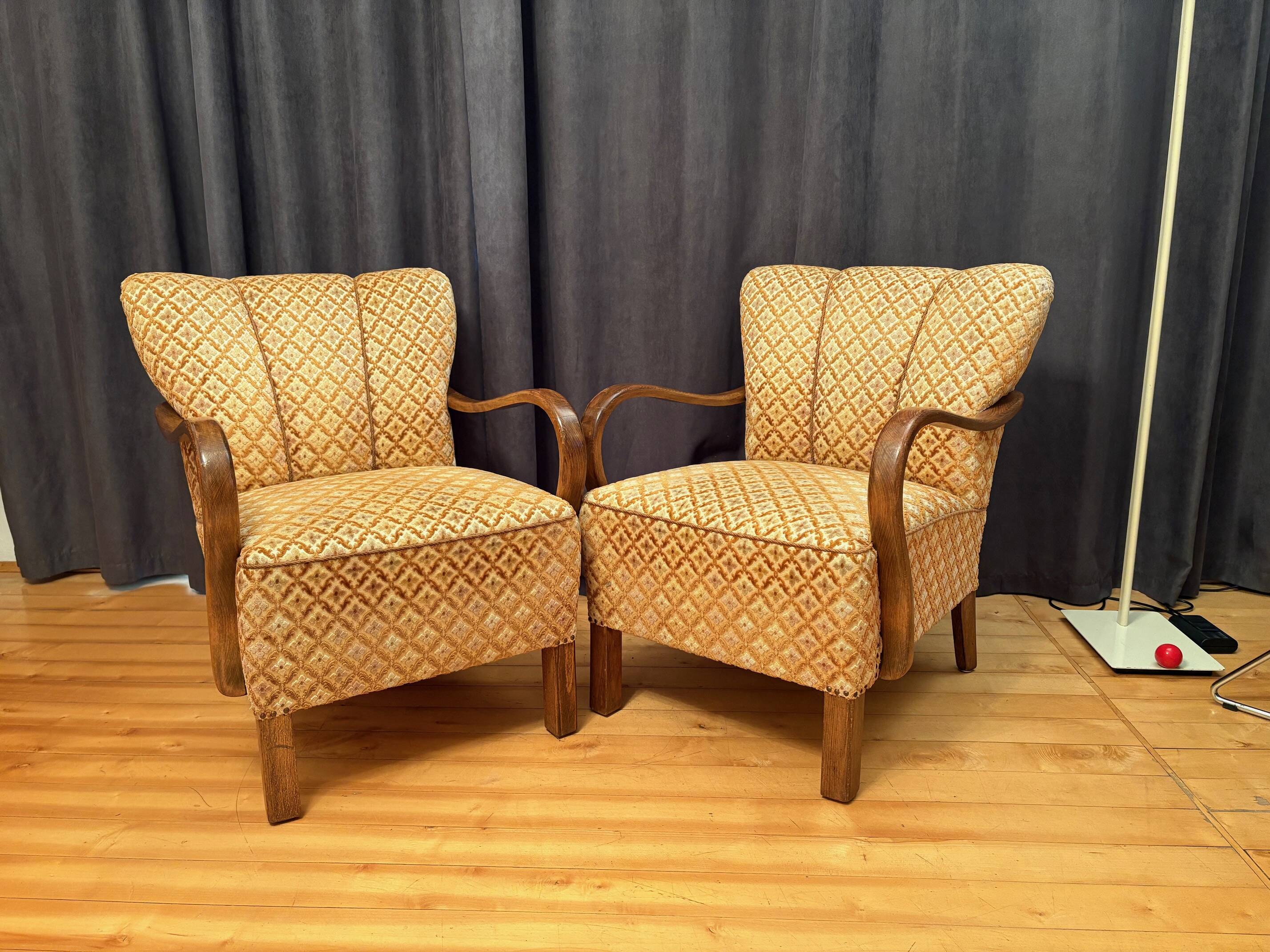 Pair of Art Deco Armchairs, 1940s