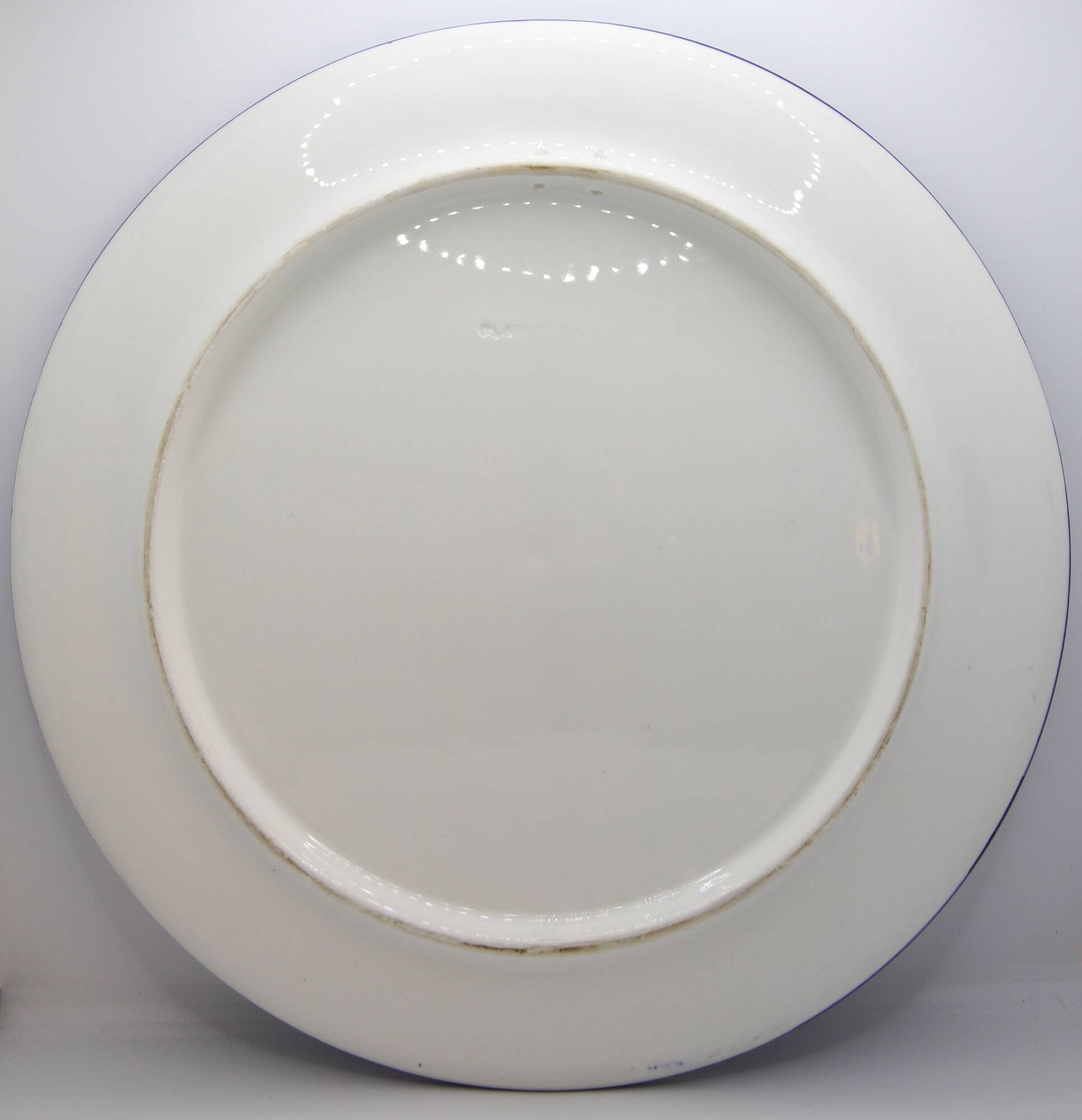 Xl dish from Spain with hand-painted blue rosette