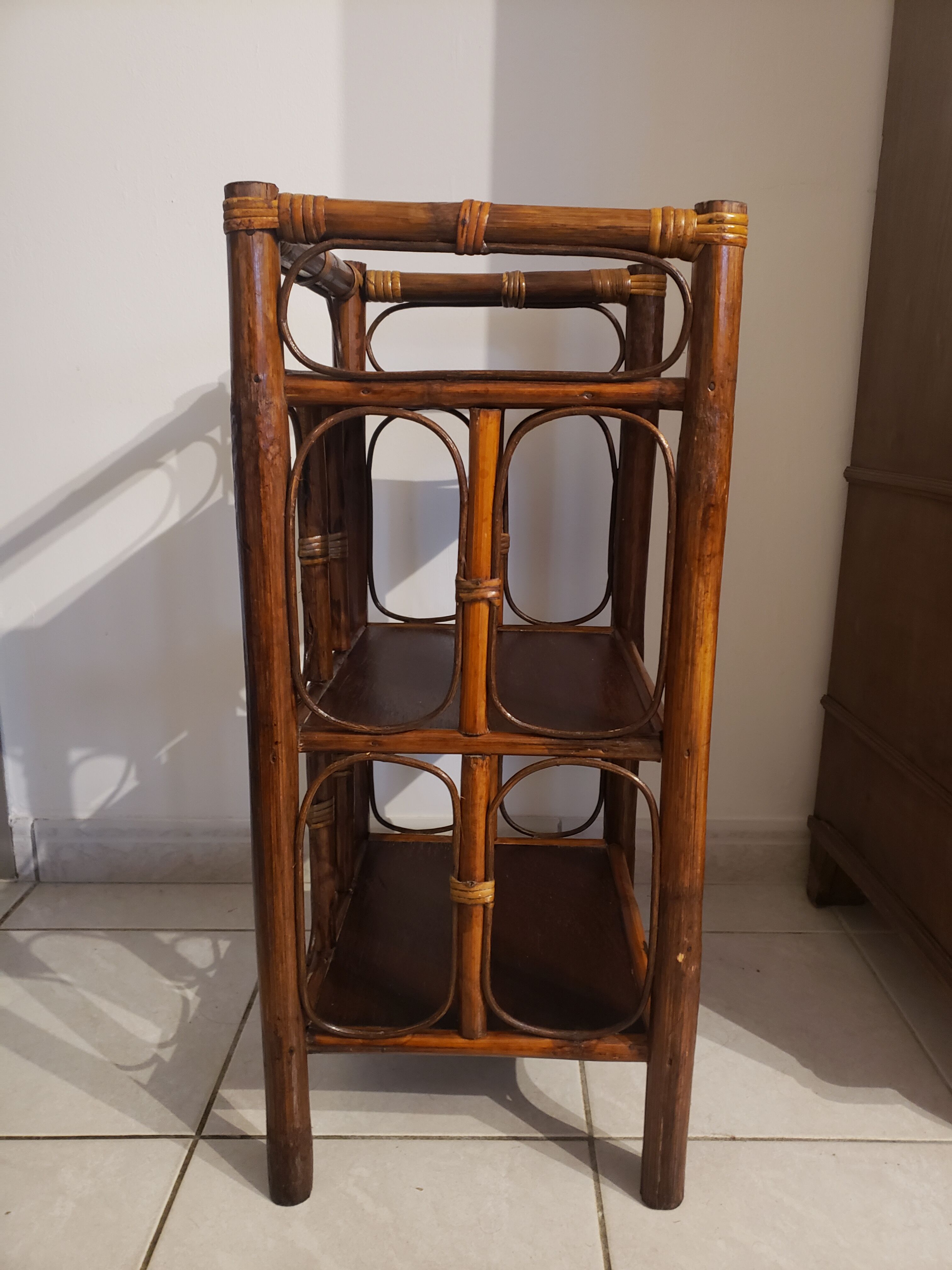 Bamboo and rattan shelf