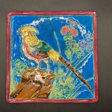 Trivet in cloisonné enamel from Longwy - pheasant design