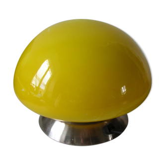 Lampe à poser veilleuse chevet bureau globe champignon jaune et métal déco bibliothèque
