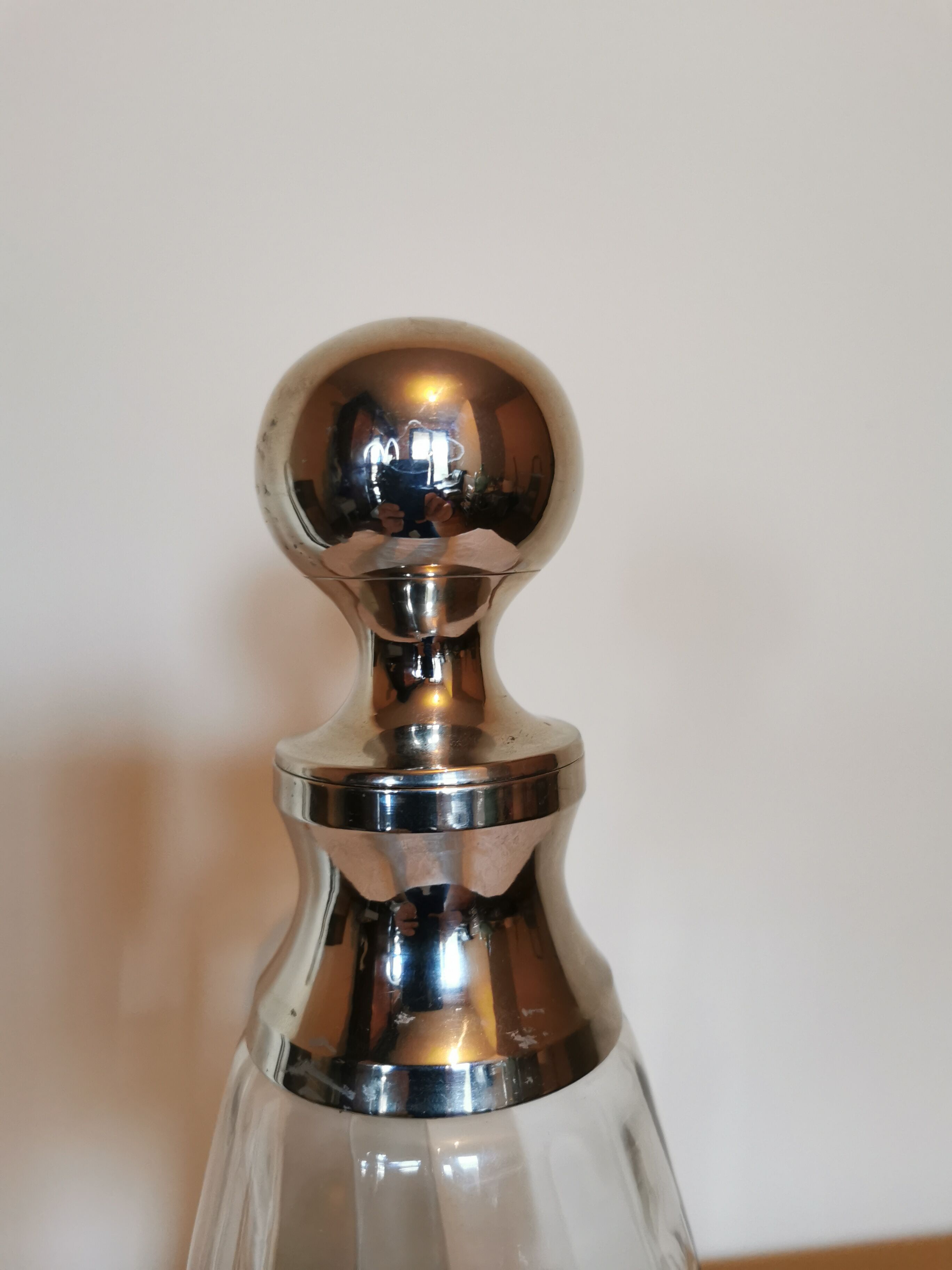 Carafe in glass and chrome metal 80s