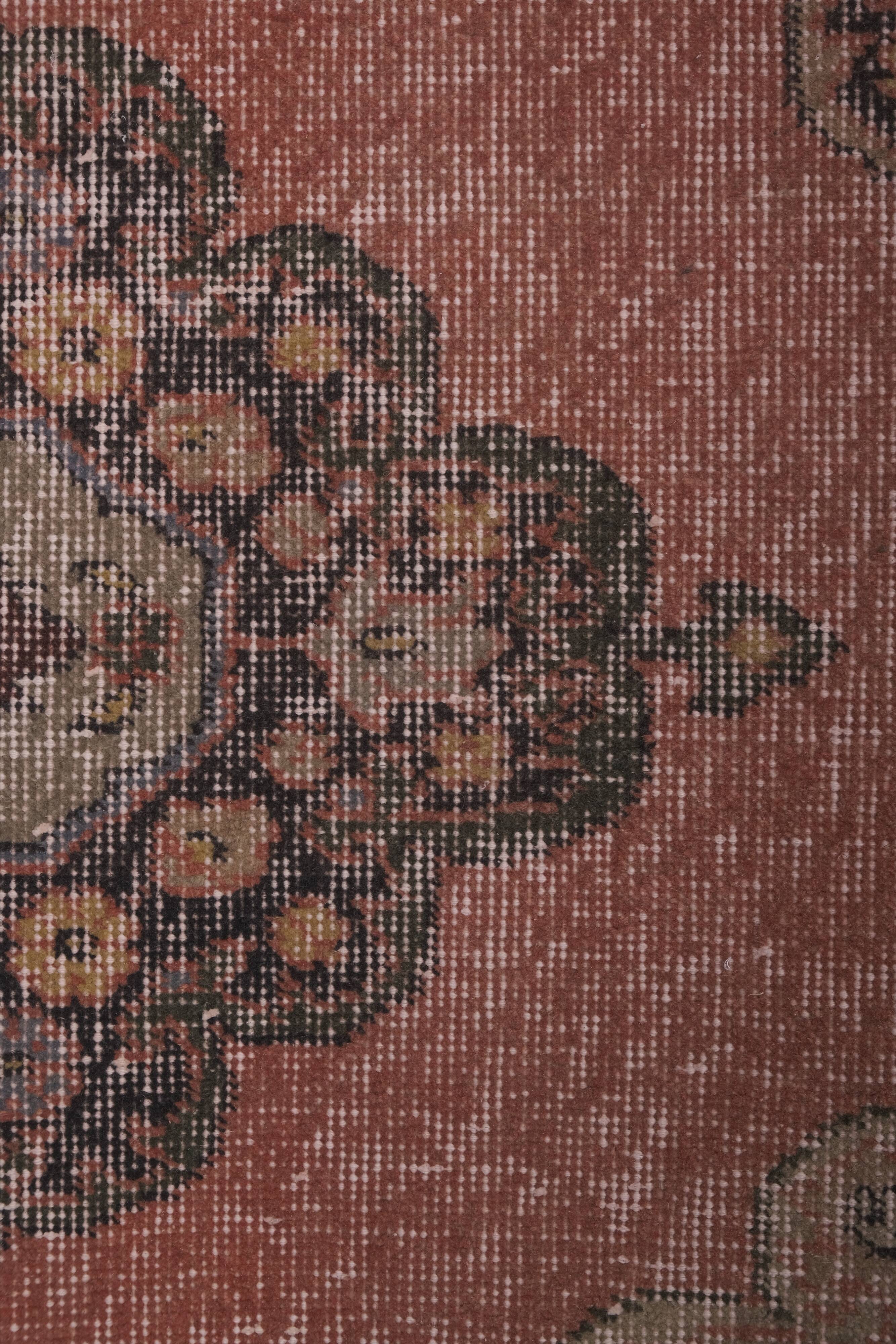 Vintage Turkish rug from Oushak, hand-woven 87x382 cm