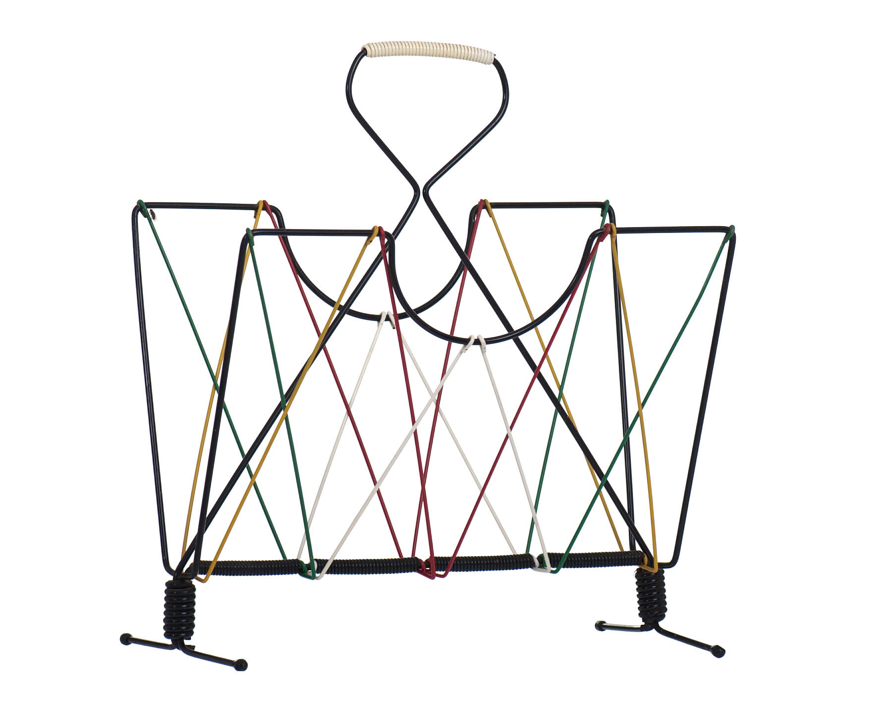 Vintage magazine holder in scoubidou 60s