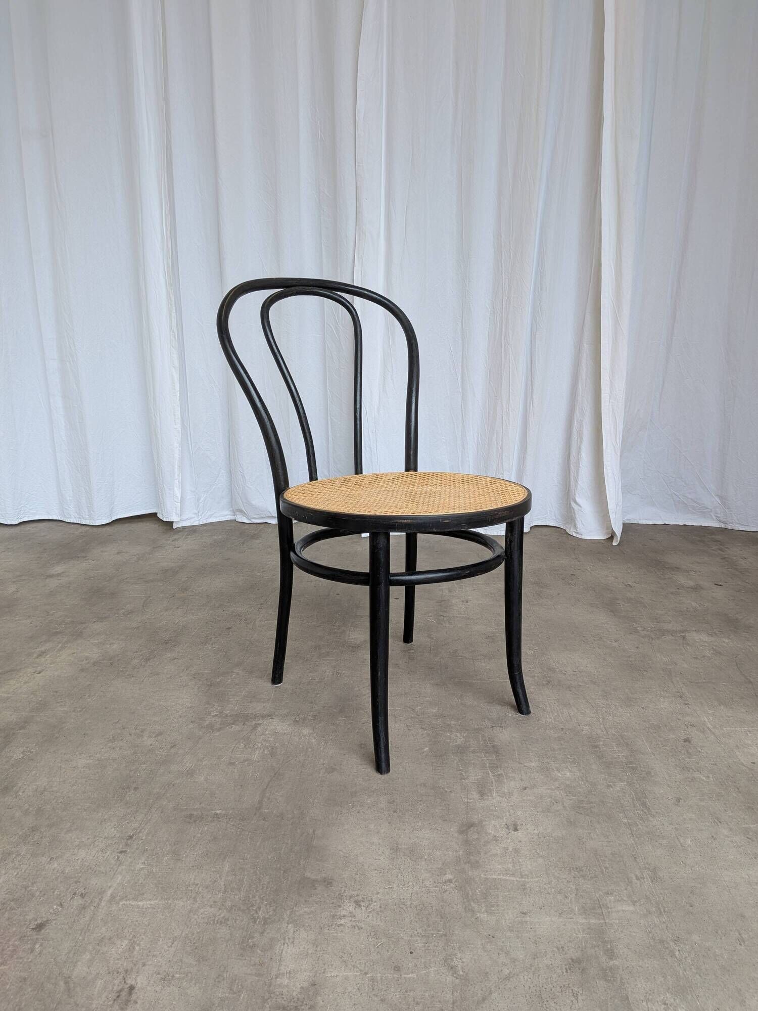 Set of 4 Mix&Match Thonet Style Dining Chairs / Black Bentwood Cane Chairs