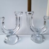 Duo of crystal candle holders