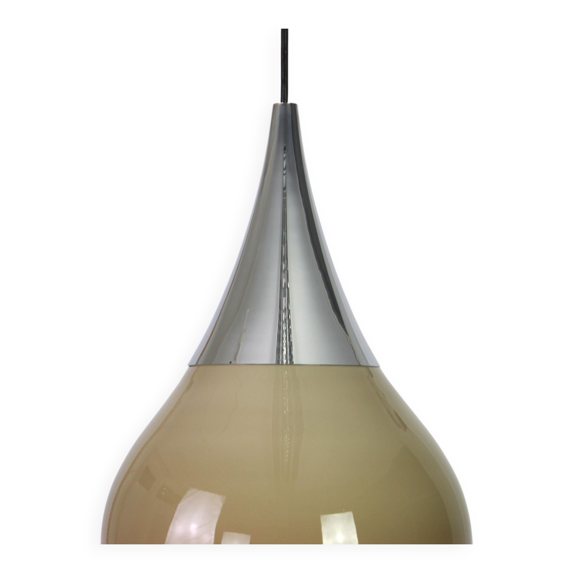 Large brown opaline glass pendant by Limburg, Germany, 1970s.