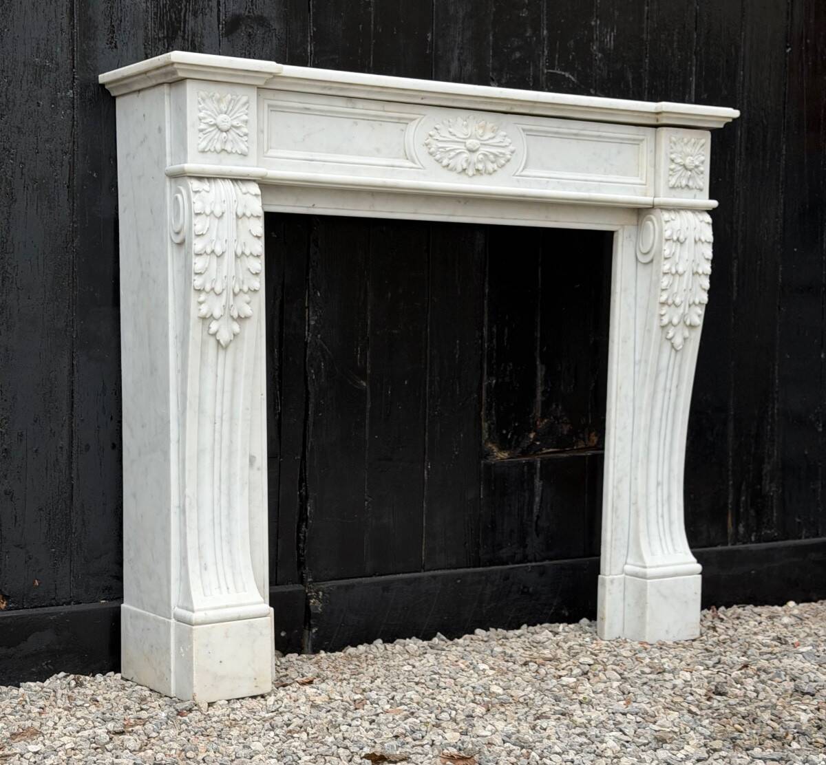 Louis XVI style Carrara marble fireplace circa 1880