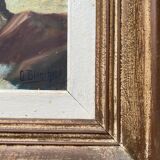HSP painting "Seaside at sunset" signed O. Blanchard + Marine frame