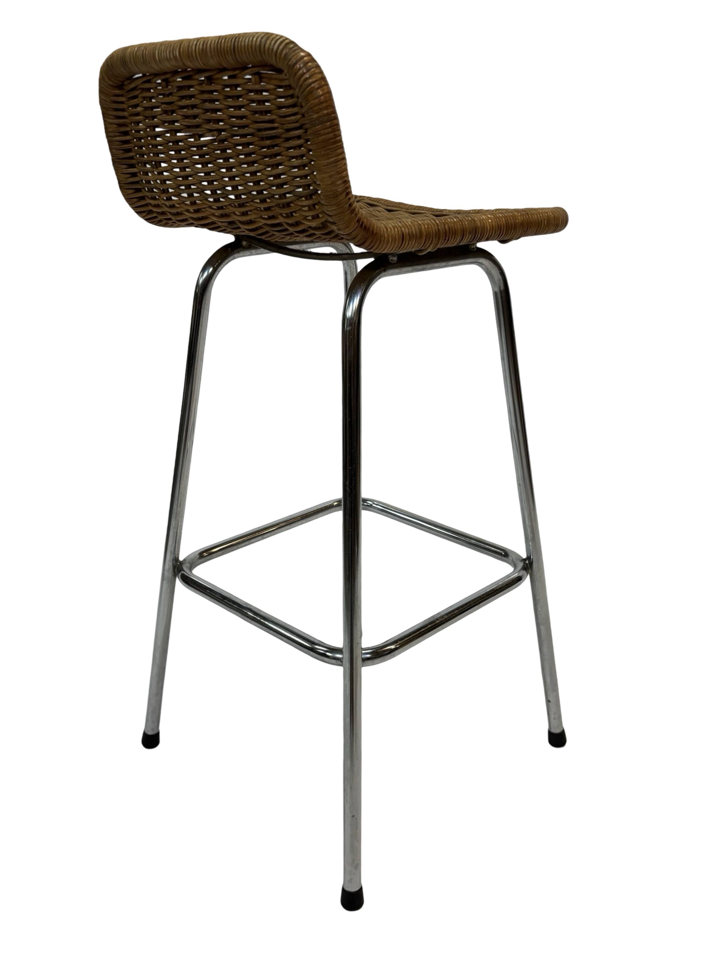 Set of 4 vintage bar stools Dirk van Sliedregt Rohe Noordwolde 1960's