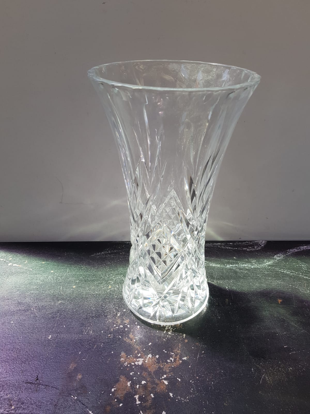Old vase crystal carved decoration chisled vintage decoration