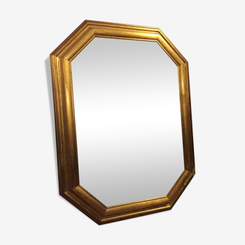 Miroir ancien en bois doré biseauté 64 x 84 cm
