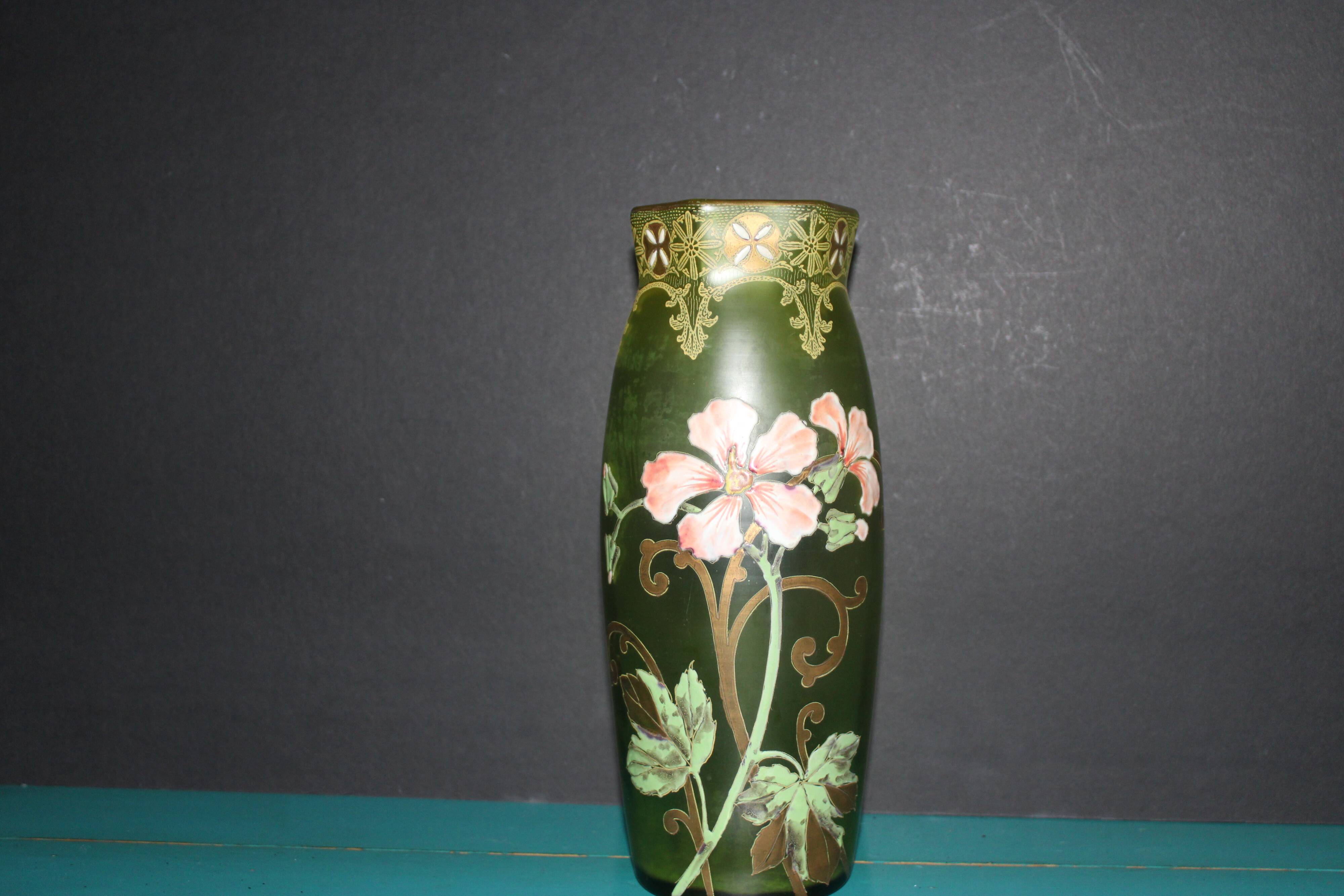 Legras vase, hexagonal collar baluster shape - Art Nouveau period