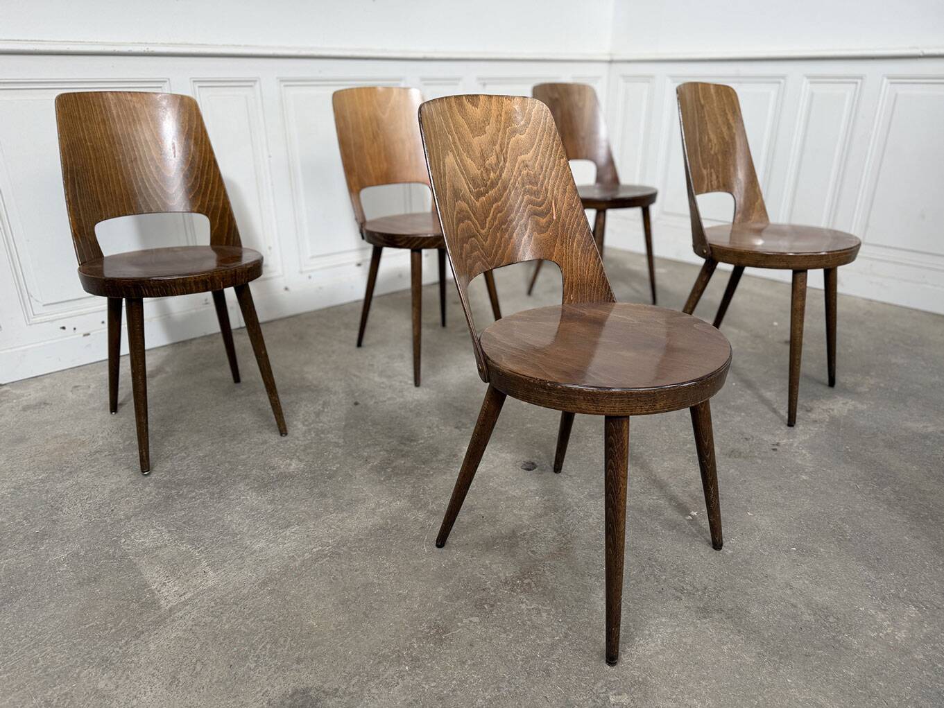 Set of 6 light brown Baumann chairs