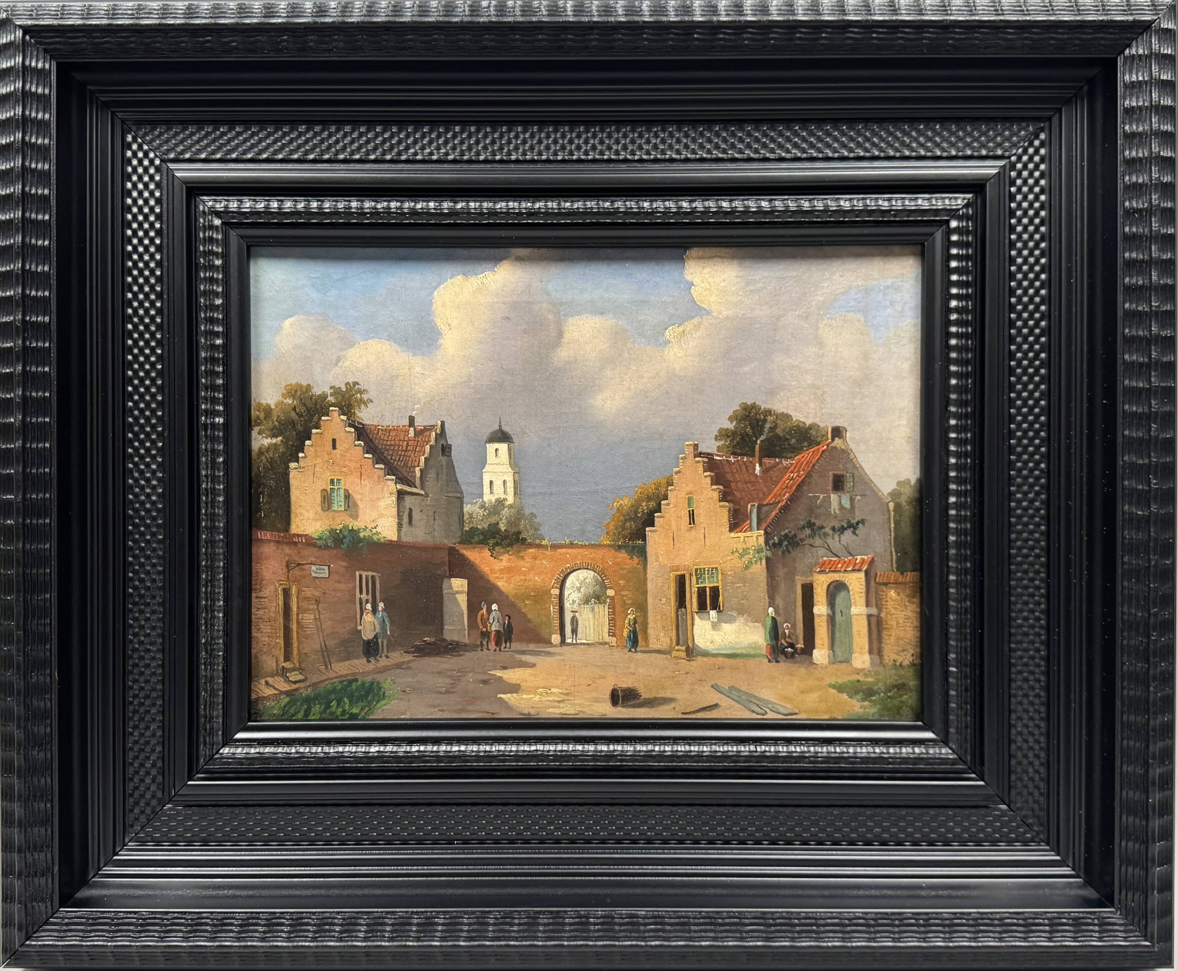 Lively Dutch or Flemish village square