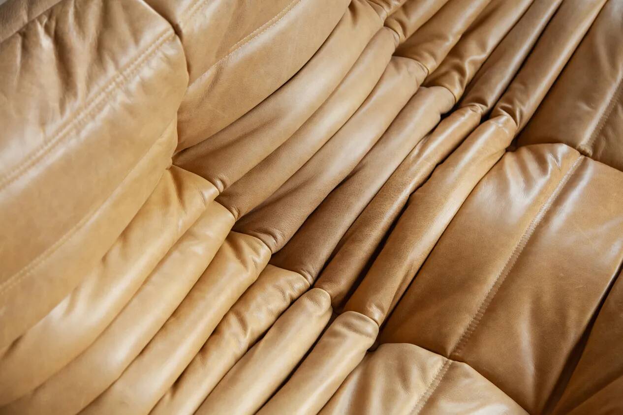 3-seater Togo camel leather sofa