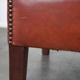 Leather ottoman in classic English style finished with decorative nails