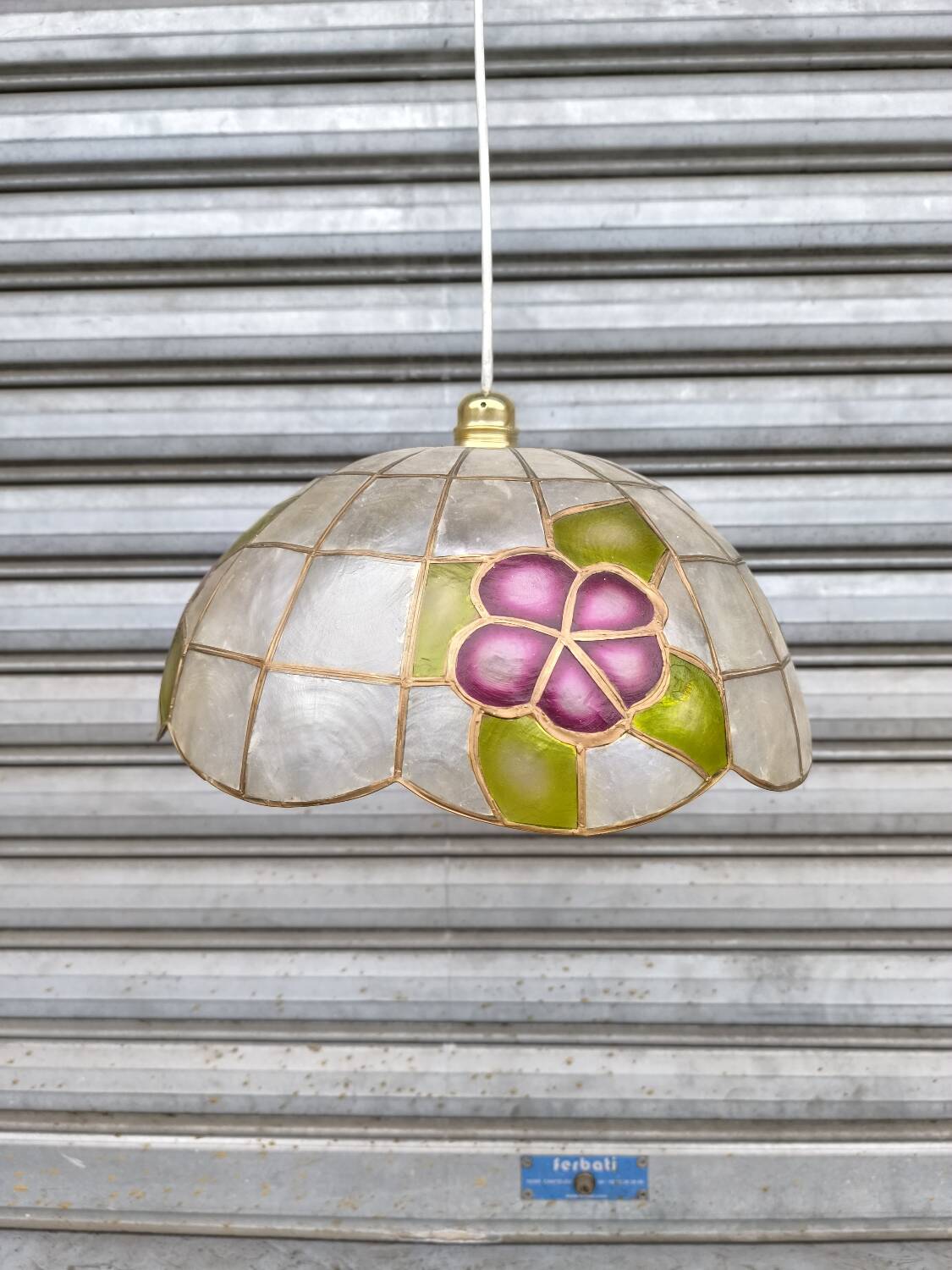 Mother-of-pearl and brass pendant light 1940