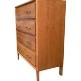 Vintage chest of drawers with compass feet, oak, original patina, 1950s