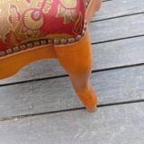 Tabouret repose-pied pouf style louis XV bois et tissu