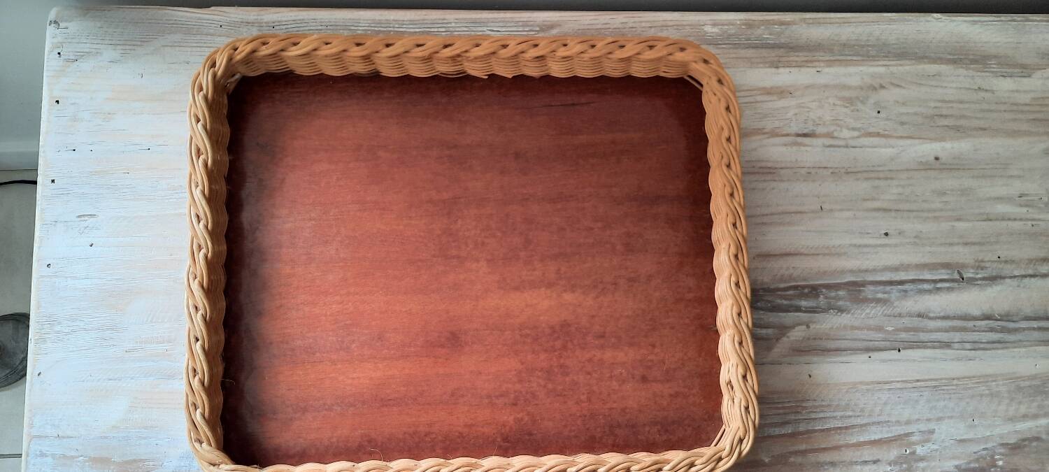 Vintage wicker tray