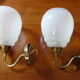 Pair of brass and glass wall lamps 60s gooseneck