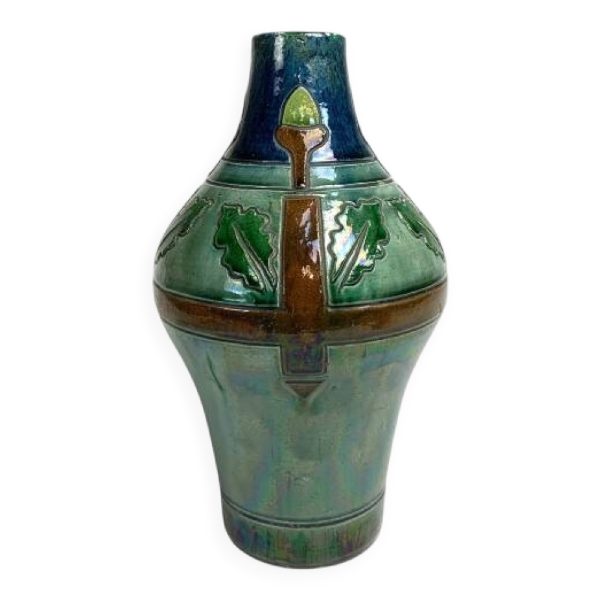 Art Deco Flemish vase with acorn and oak leaf motifs, 1920s