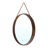 Round mirror with leather strap, 1960s