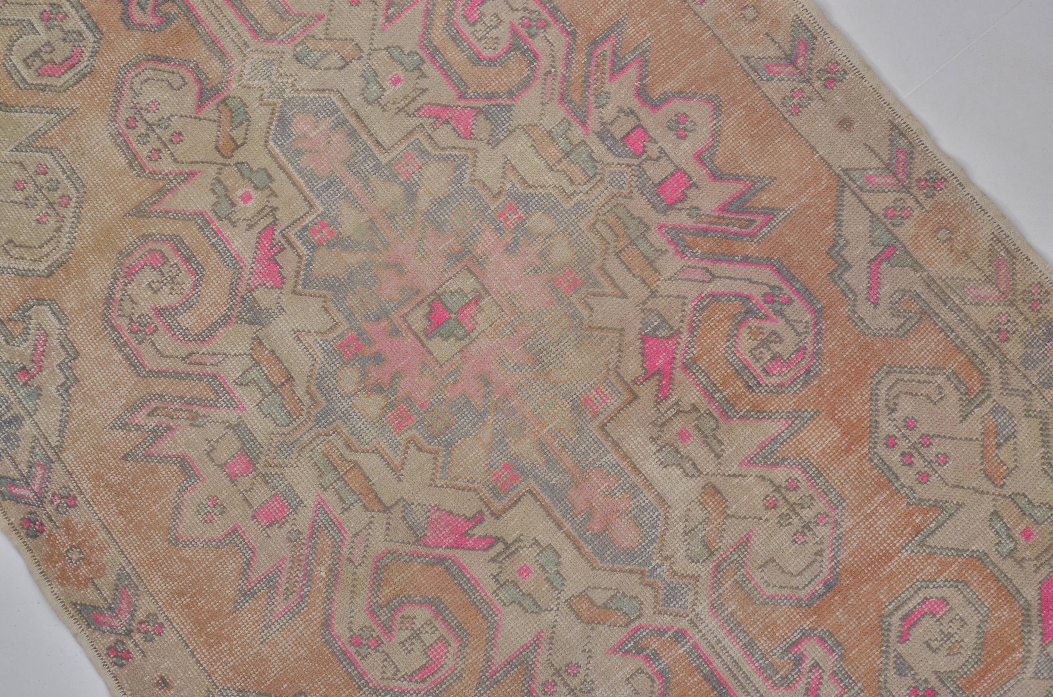 Orange & Beige Turkish Wool Rug sku 2584