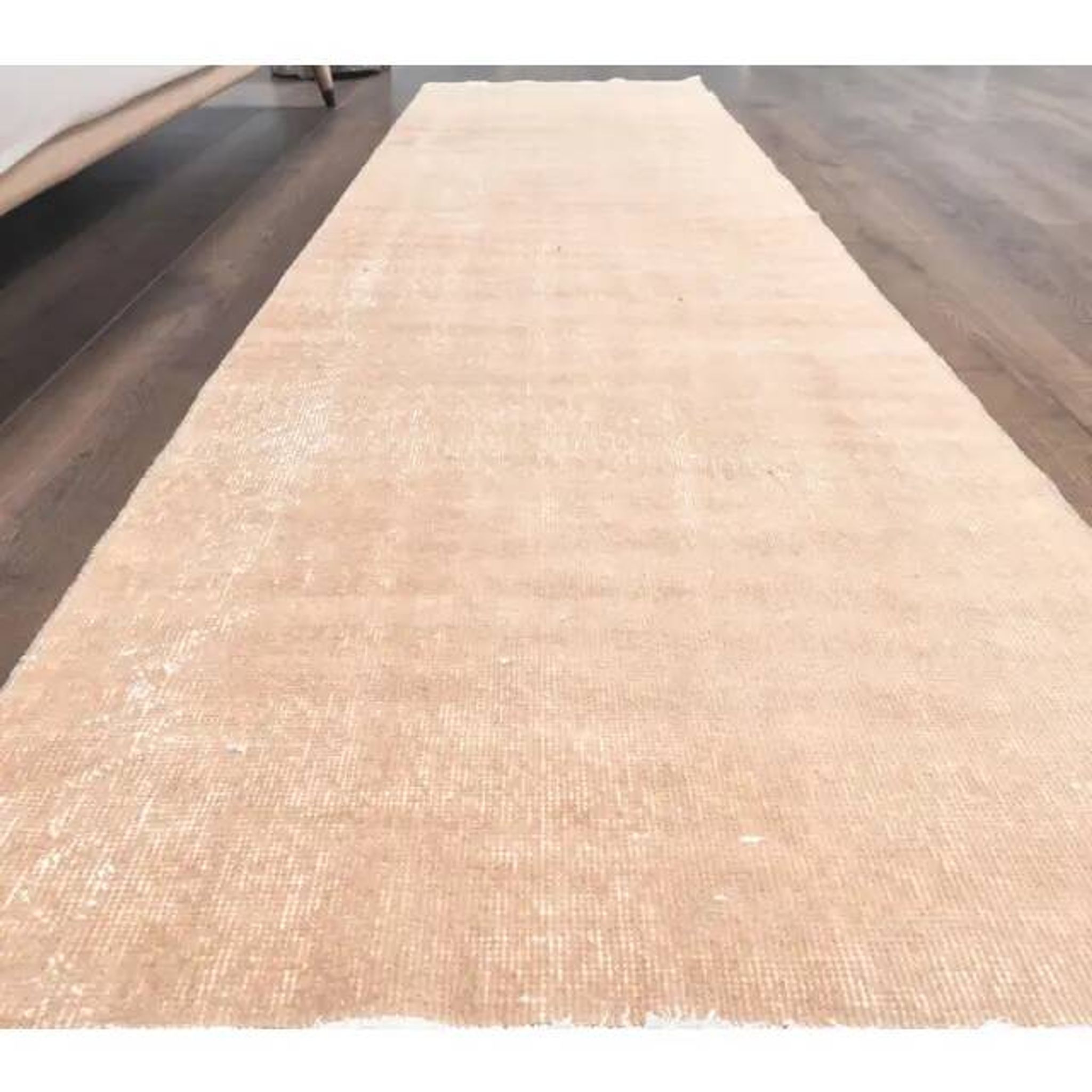 Vintage beige-blush Turkish hand-knotted runner 80x290