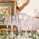 6 crystal stemmed glasses, Cristal d'Arques, Longchamp model