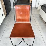 Chaise en cuir et fer forgé