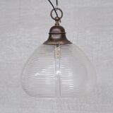 Large Mid-Century Brass and Glass Pendant Light